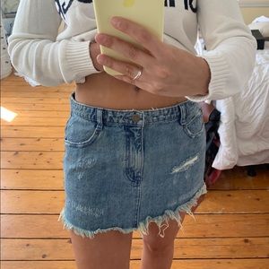 Free People Distressed Denim Skirt